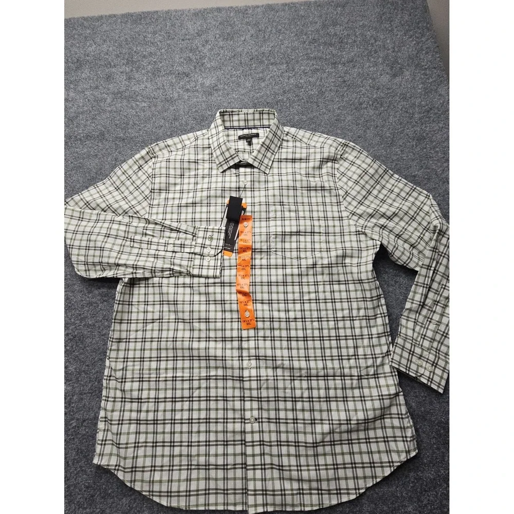 Banana Republic Shirt Mens XXL Blue Plaid Slim Fit Button Up